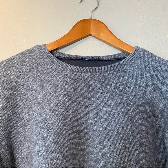 Zara Gray Cotton Blend Crew Neck Cropped Sweater Size L Minimalist Casual - Picture 3 of 13